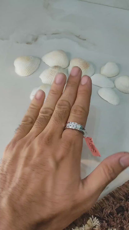 Men's 925 Sterling Silver Ring with Double Square Crystal Accent – Elegant and Dazzling