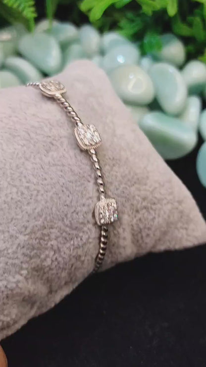 Sophisticated Silver Beaded Bracelet with Sparkling Accents in 925 Silver for Women & Girls – Free Size