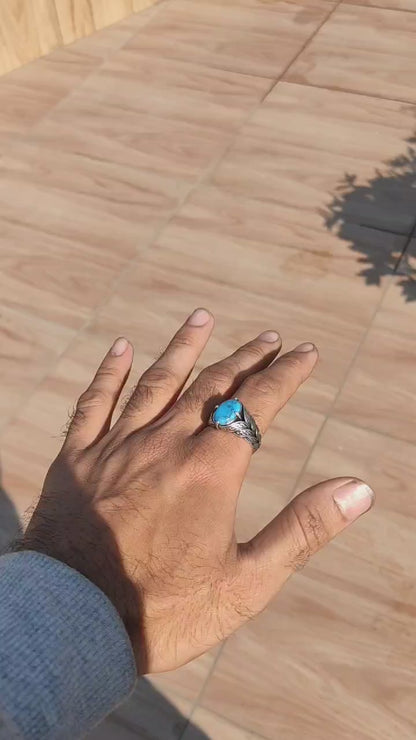 Turquoise Silver Ring | Handcrafted Vintage Gemstone Jewelry by SilverSlayy