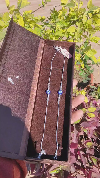 925 Sterling Silver Evil Eye Protection Anklet – Minimalist & Elegant