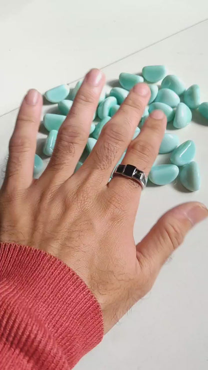 Men's Sterling Silver Ring with Black Stone Detailing – Bold & Stylish