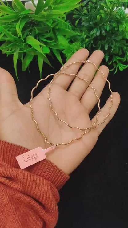 ✨ Italian 92.5% Silver Wavy Anklet – Elegant Rose Gold Finish (10.25 Inches)