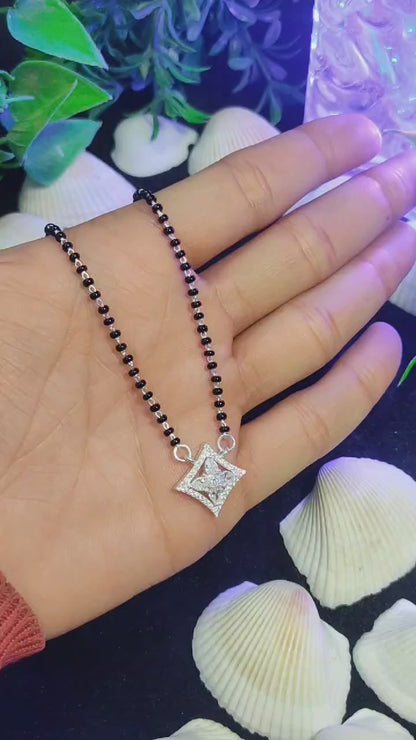 Diamond-Shaped Pendant Silver Mangal Sutra | Elegant Jewelry by SilverSlayy