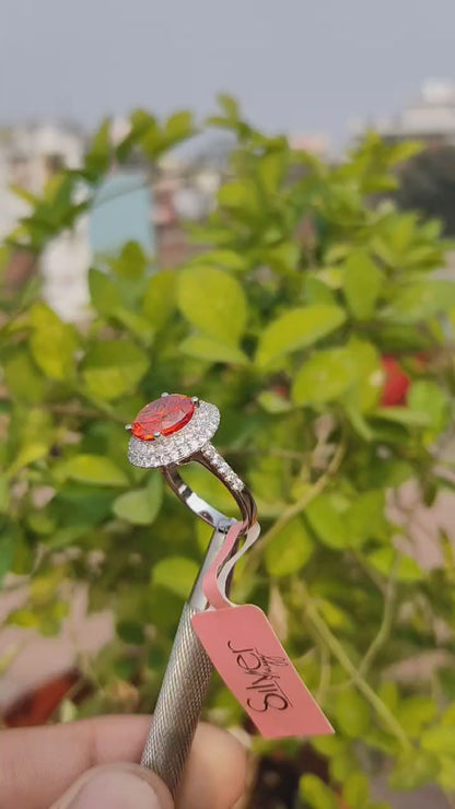 Fiery Red Gemstone Sterling Silver Ring – Stunning Cocktail Jewelry for Women | Silverslayy