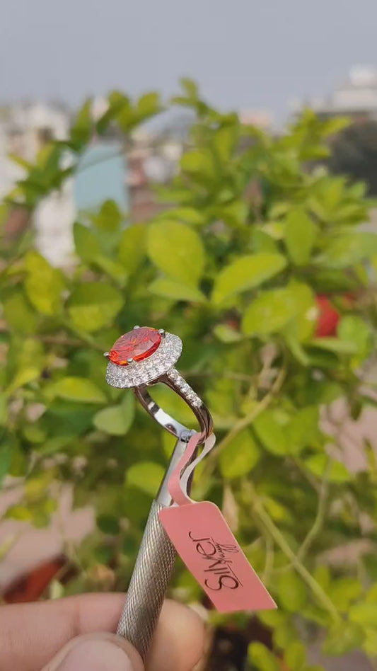 Fiery Red Gemstone Sterling Silver Ring – Stunning Cocktail Jewelry for Women | Silverslayy