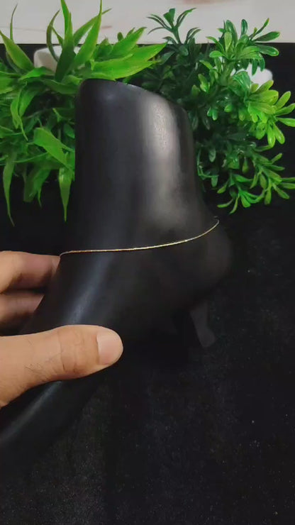 Italian 92.5% Silver Anklet – Slim, Elegant & Golden Polish Finish (10.25 Inches)