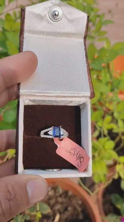 Royal Blue Sapphire Sterling Silver Ring Set for Women – Perfect Gift by Silverslayy