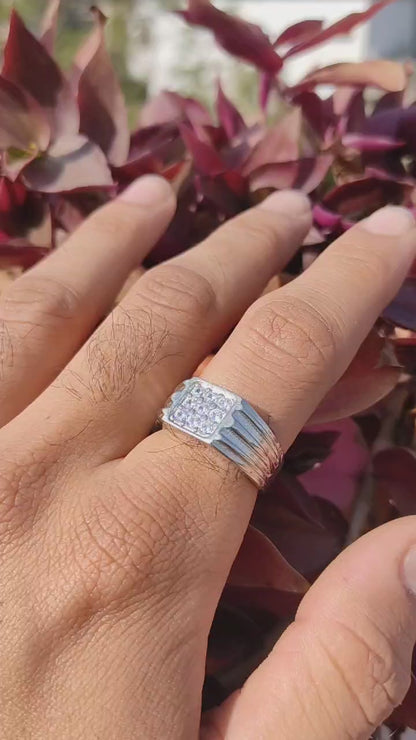 Square CZ Silver Ring | Handcrafted Sparkling Jewelry by SilverSlayy