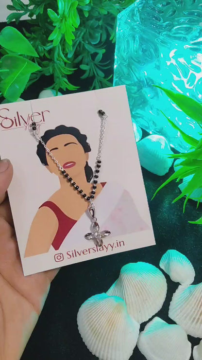 Floral Pendant Silver Mangal Sutra | Elegant Jewelry by SilverSlayy