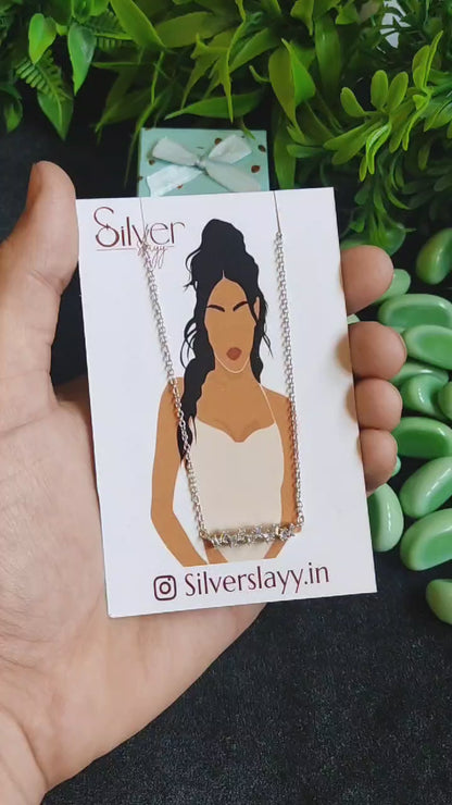 925 Sterling Silver Sparkling Bar Necklace for Girls – Minimalist Cubic Zirconia Design | Silverslayy