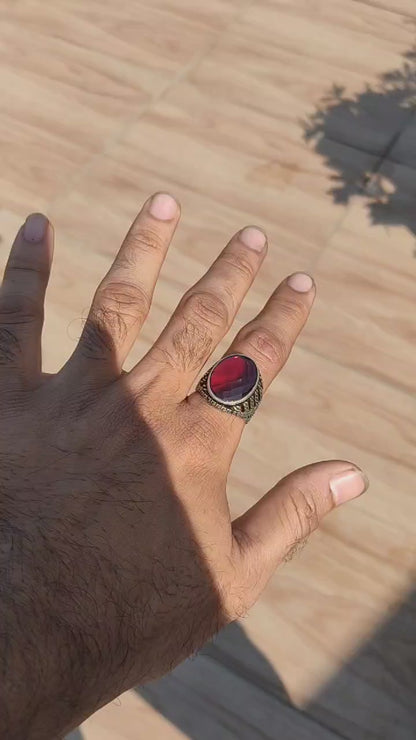 Vintage Garnet Silver Ring | Elegant Handcrafted Gemstone Jewelry by SilverSlayy