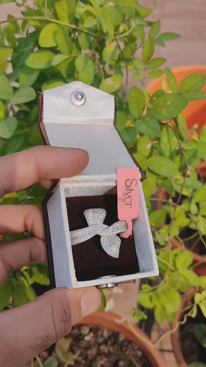 Trendy Two-Finger Bow-Knot Sterling Silver Ring – Unique & Stylish | Silverslayy