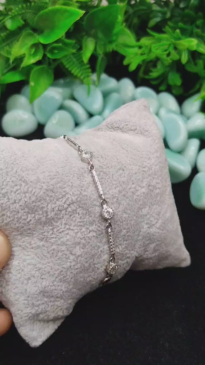 Dazzling Silver Bracelet with Crystal Accents for Women & Girls – Free Size