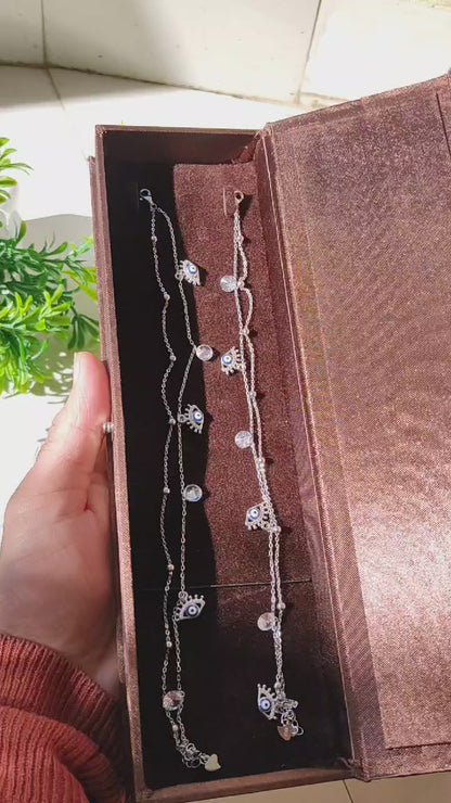 Evil Eye Designer Anklet - Adjustable 10-Inch 925 Sterling Silver Jewelry