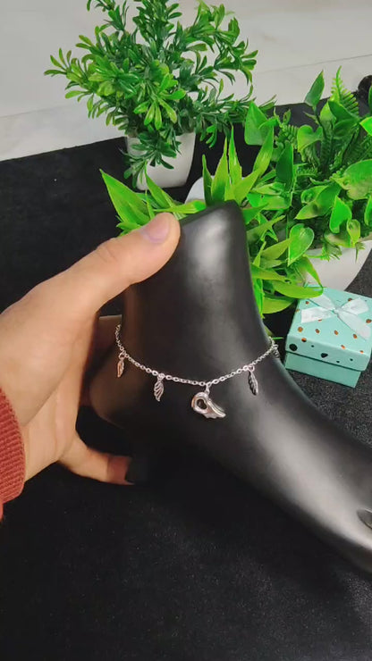 925 Sterling Silver Charms Anklet – Delicate Hanging Charms