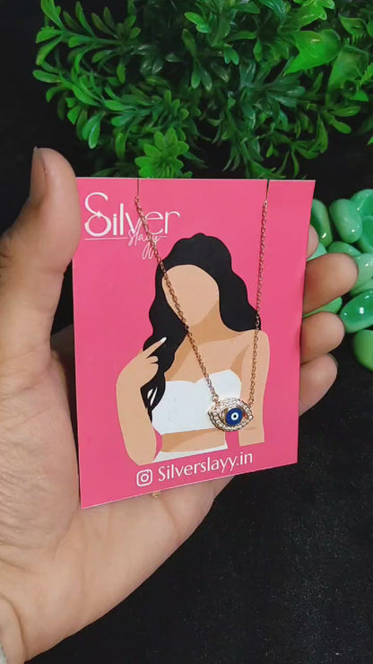 925 Sterling Silver Evil Eye Pendant Necklace | Rose Gold Finish | SilverSlayy