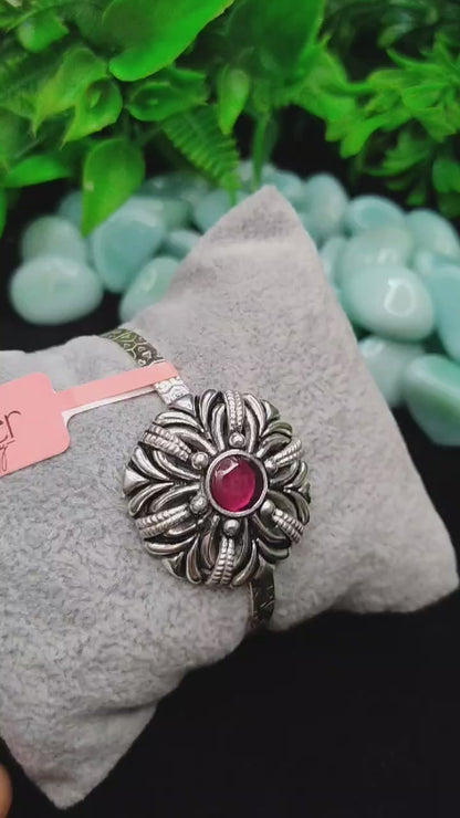 Bold Pink Stone Bracelet for Women & Girls – Statement Jewelry, Free Size