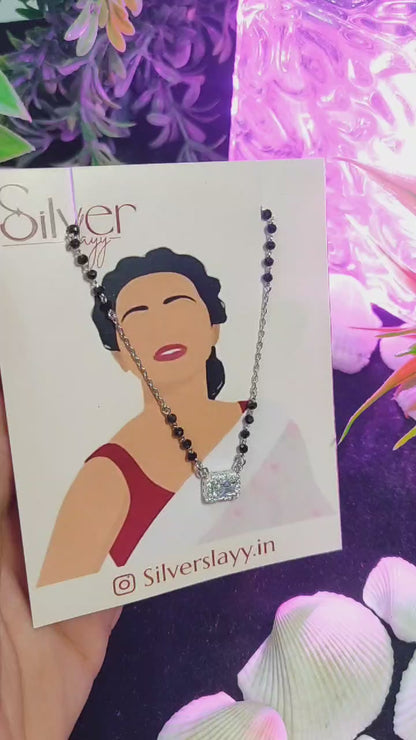 Square Pendant Silver Mangal Sutra | Modern Jewelry by SilverSlayy