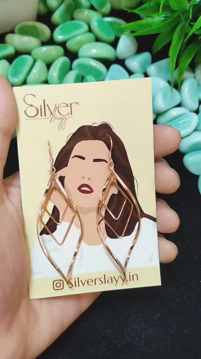 Stylish Rose Gold Long Hanging Earrings