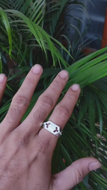 SilverSlayy Sterling Silver Hexagon Ring – Bold Design with a Sparkling Touch