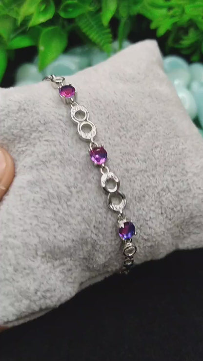 Elegant Purple Stone Bracelet for Women & Girls – Free Size, Stylish & Versatile