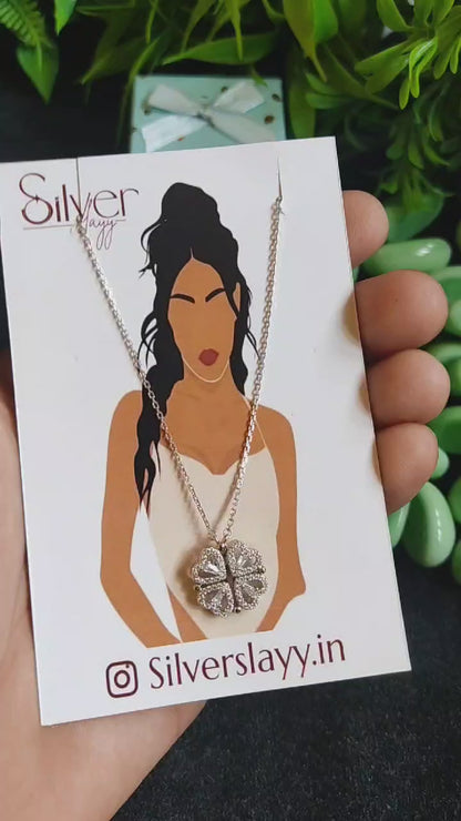 925 Sterling Silver Convertible Clover Heart Pendant  – 2-in-1 Openable Design | Silverslayy