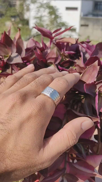 SilverSlayy Sterling Silver Square Cluster Ring – Bold and Timeless Elegance