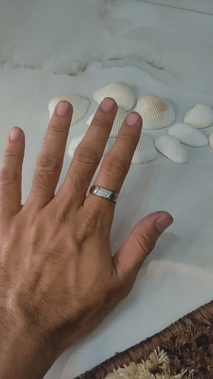 Men's 925 Sterling Silver Ring with Sleek Crystal Pavé Accent – Modern and Stylish Design