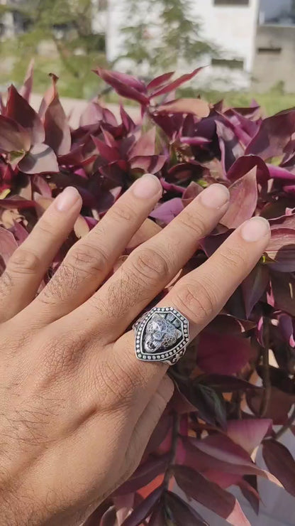 SilverSlayy Fierce Sterling Silver Lion Shield Ring – Bold Statement for the Fearless