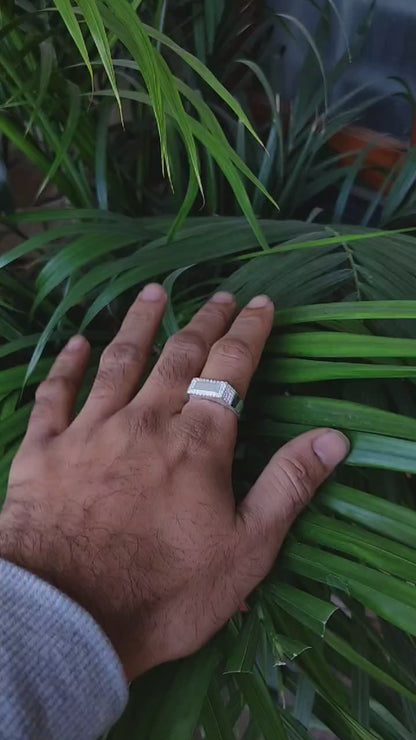 SilverSlayy Premium Sterling Silver Men's Ring – Bold Design with Sparkling Accents