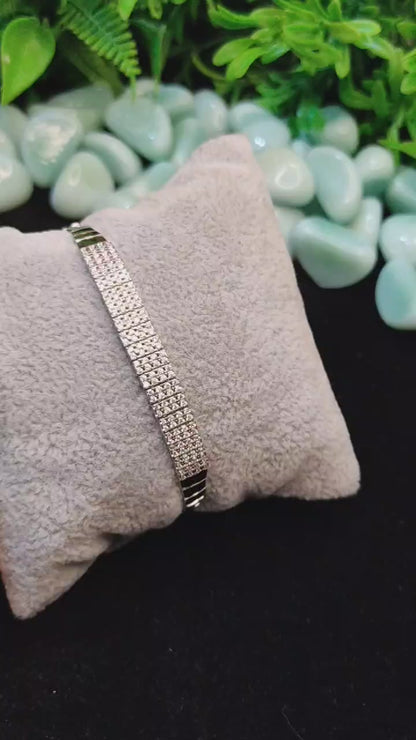 Dazzling Silver Tennis Bracelet in 925 Silver for Women & Girls – Free Size, Sparkling Elegance