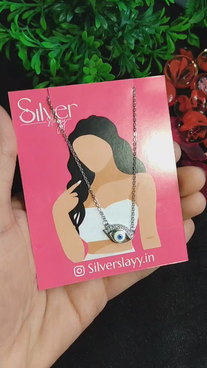 925 Sterling Silver Evil Eye Pendant Chain | Dainty Protective Necklace