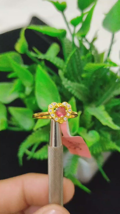 💖 Gold Plated Heart Ring with Red Stone | Elegant Women’s Jewelry for Love & Fashion