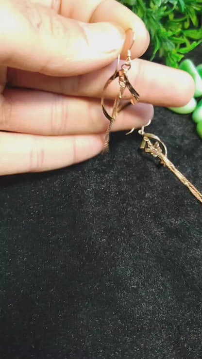 925 Sterling Silver Long Dangle Earrings | Floral Design with Chain Tassels