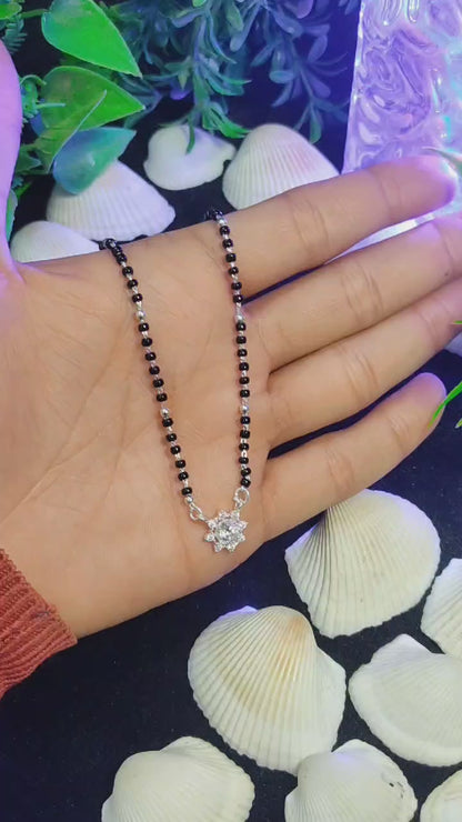 Floral Design Silver Mangal Sutra | Elegant Jewelry by SilverSlayy