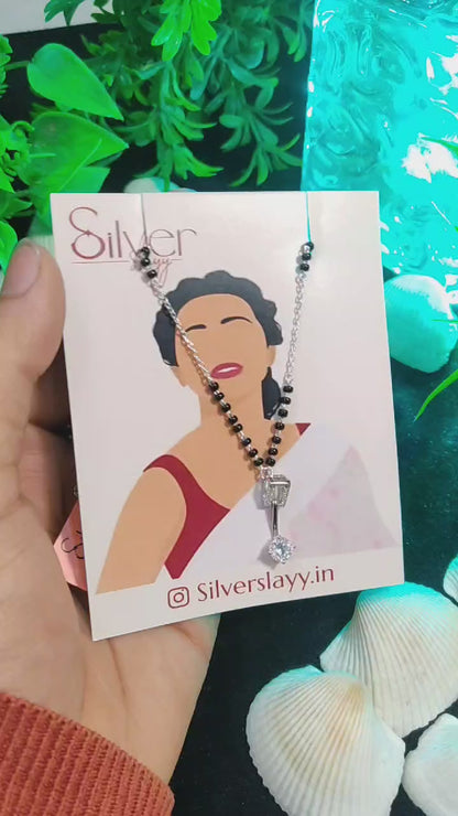 Minimalist Silver Mangal Sutra with Solitaire Pendant | Elegant Jewelry by SilverSlayy