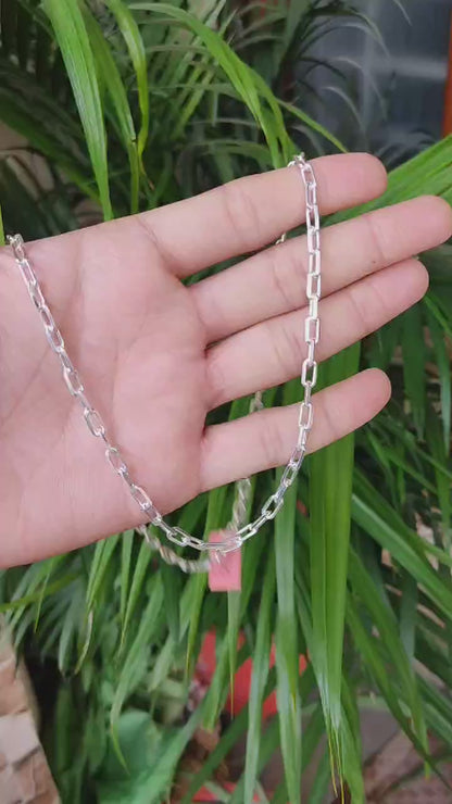 Men's Stylish Silver Chain - Modern Rectangular Link Design
